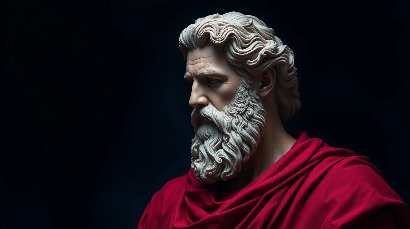 Portrait imaginaire du philosophe grec Antisthène d'Athènes, fondateur de l'école cynique et disciple de Socrate. Cette image est fictive et ne représente pas le personnage historique réel.