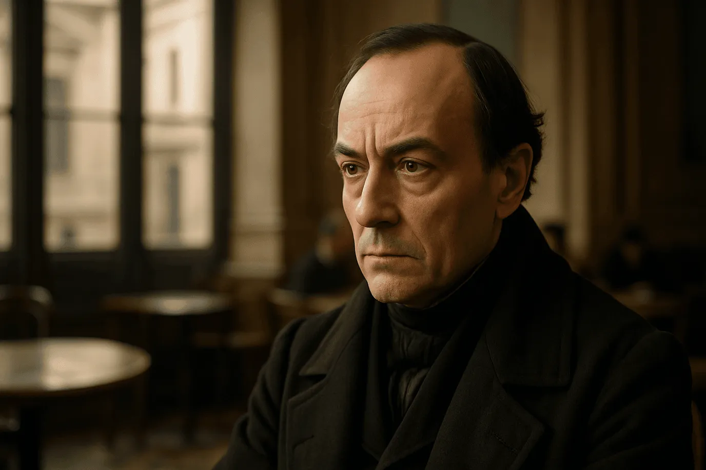 Portrait imaginaire d'Auguste Comte, philosophe français fondateur du positivisme, représentant fictif du penseur du 19e siècle