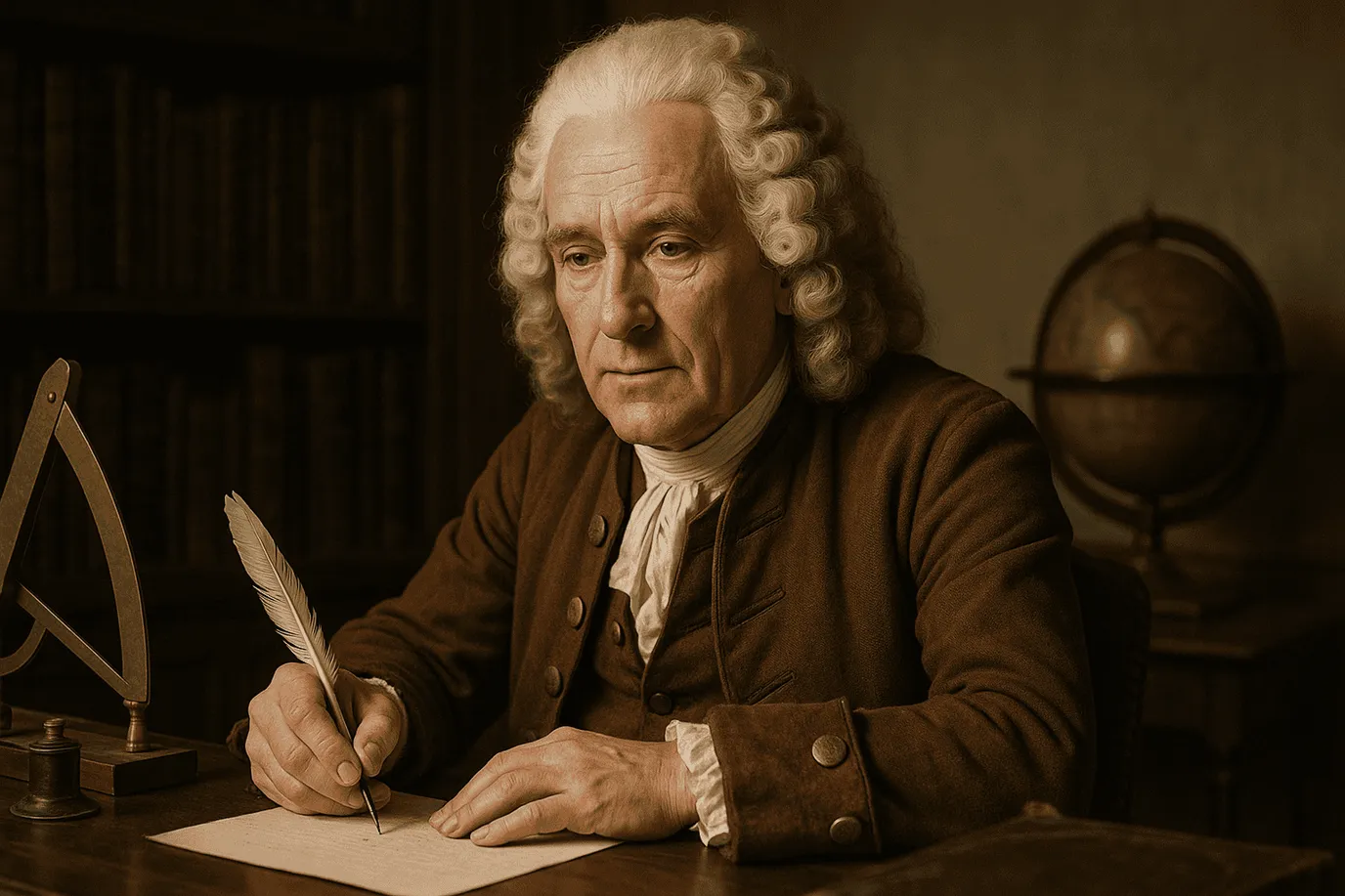 Représentation imaginaire de Daniel Bernoulli, cette image ne correspond pas au personnage historique réel