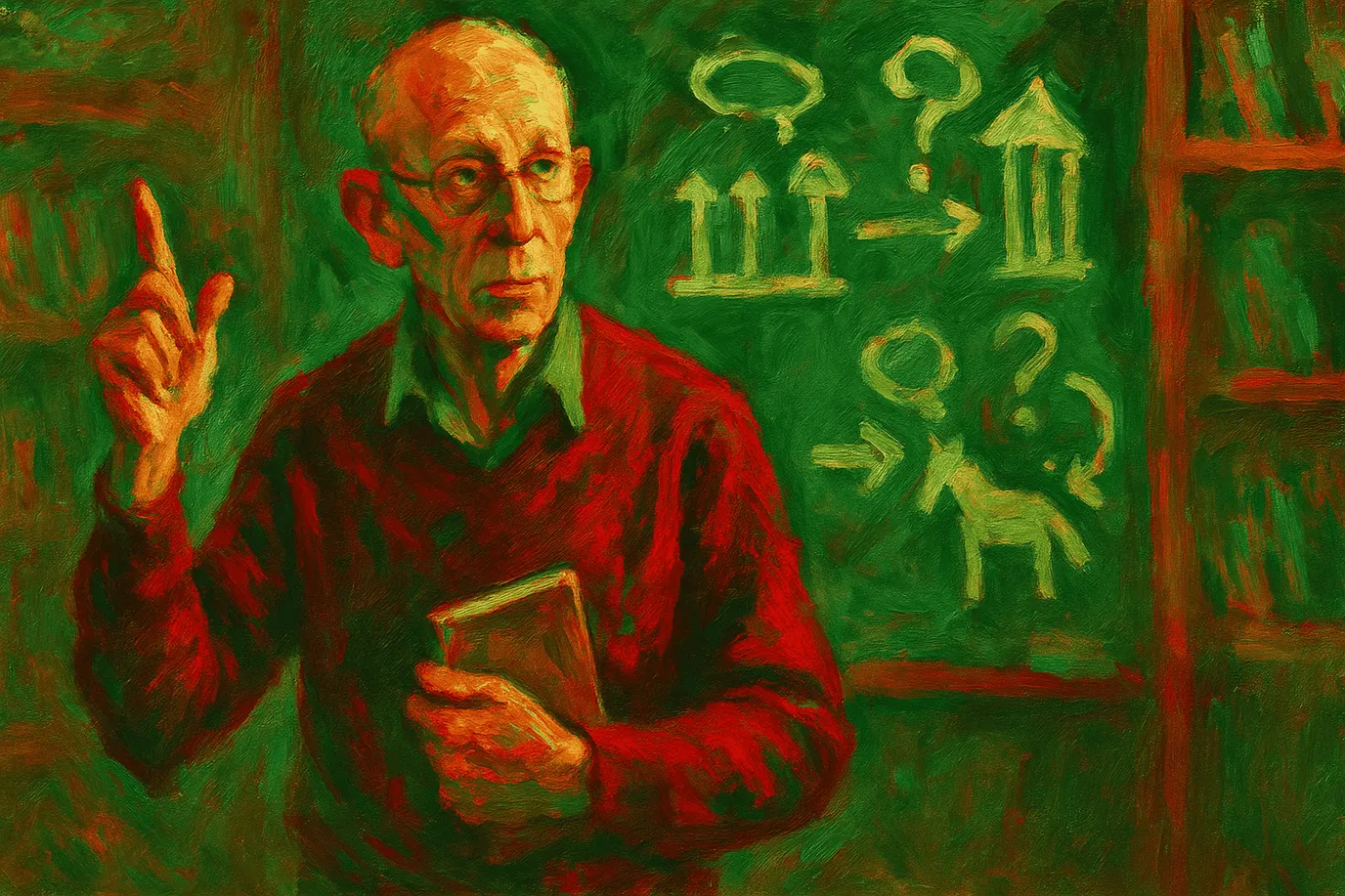 Représentation fictive imaginaire d'Edmund Gettier, ne correspondant pas au philosophe réel