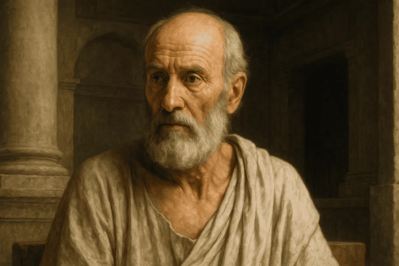 Image fictive d'Ératosthène de Cyrène, savant grec du IIIᵉ siècle avant notre ère, ne représentant pas le personnage historique réel