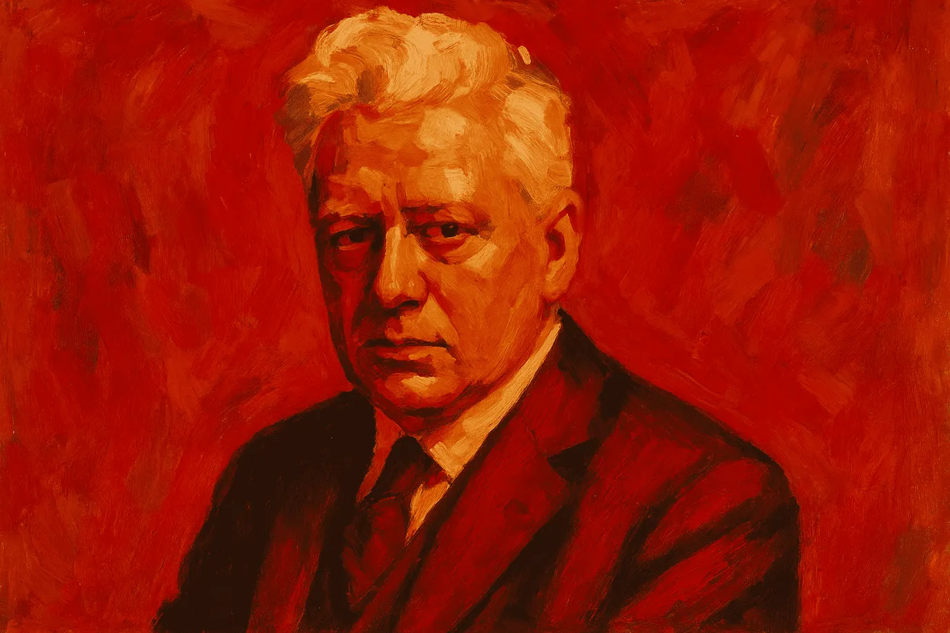 Représentation imaginaire d'Ernst Cassirer, philosophe allemand du XXᵉ siècle. Cette image fictive ne représente pas le personnage historique réel.
