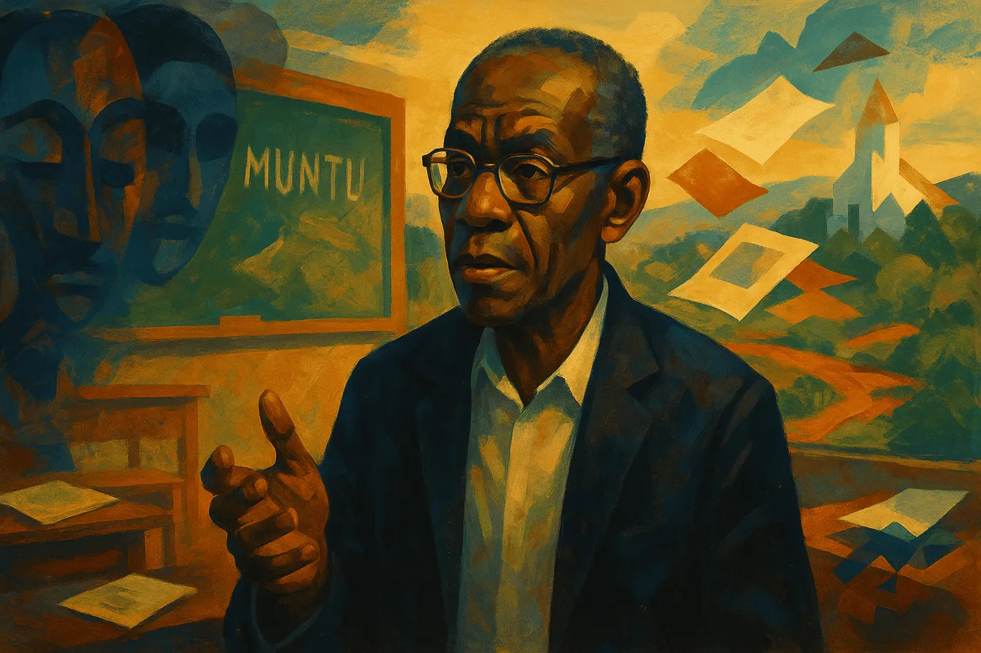 Portrait imaginaire de Fabien Eboussi Boulaga, philosophe camerounais - cette image fictive ne représente pas le personnage réel