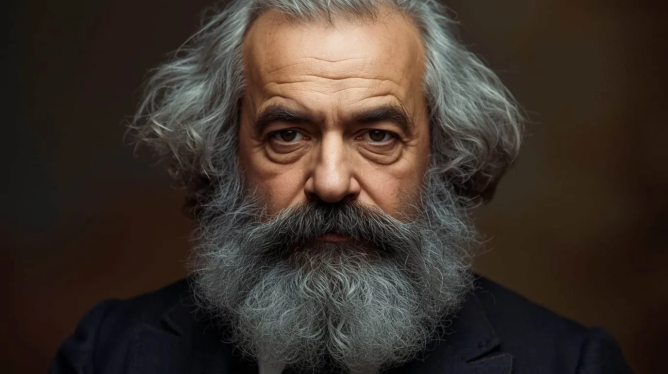 Portrait imaginaire du philosophe et économiste allemand Karl Marx, théoricien du matérialisme historique et critique du capitalisme. Cette image est fictive et ne représente pas le personnage historique réel.