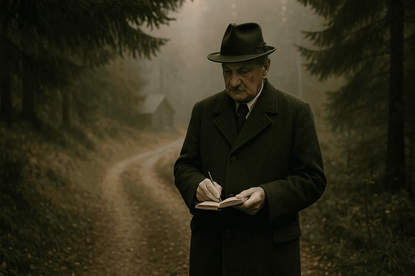 Portrait imaginaire du philosophe allemand Martin Heidegger, penseur de l'Être et de l'existence authentique. Cette image est fictive et ne représente pas le personnage historique réel.