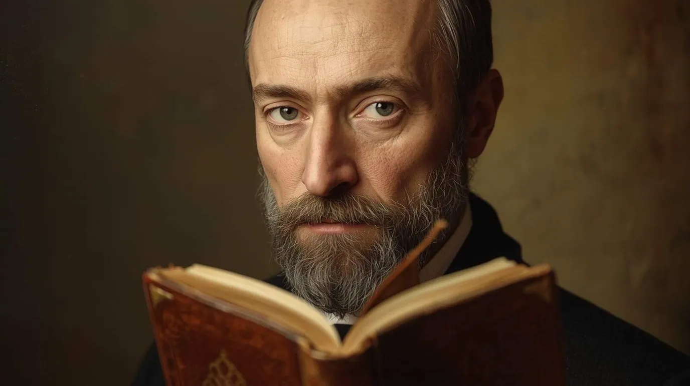 Portrait imaginaire de Michel de Montaigne, inventeur de l'essai et grand sceptique de la Renaissance française - image fictive ne représentant pas le personnage historique réel.