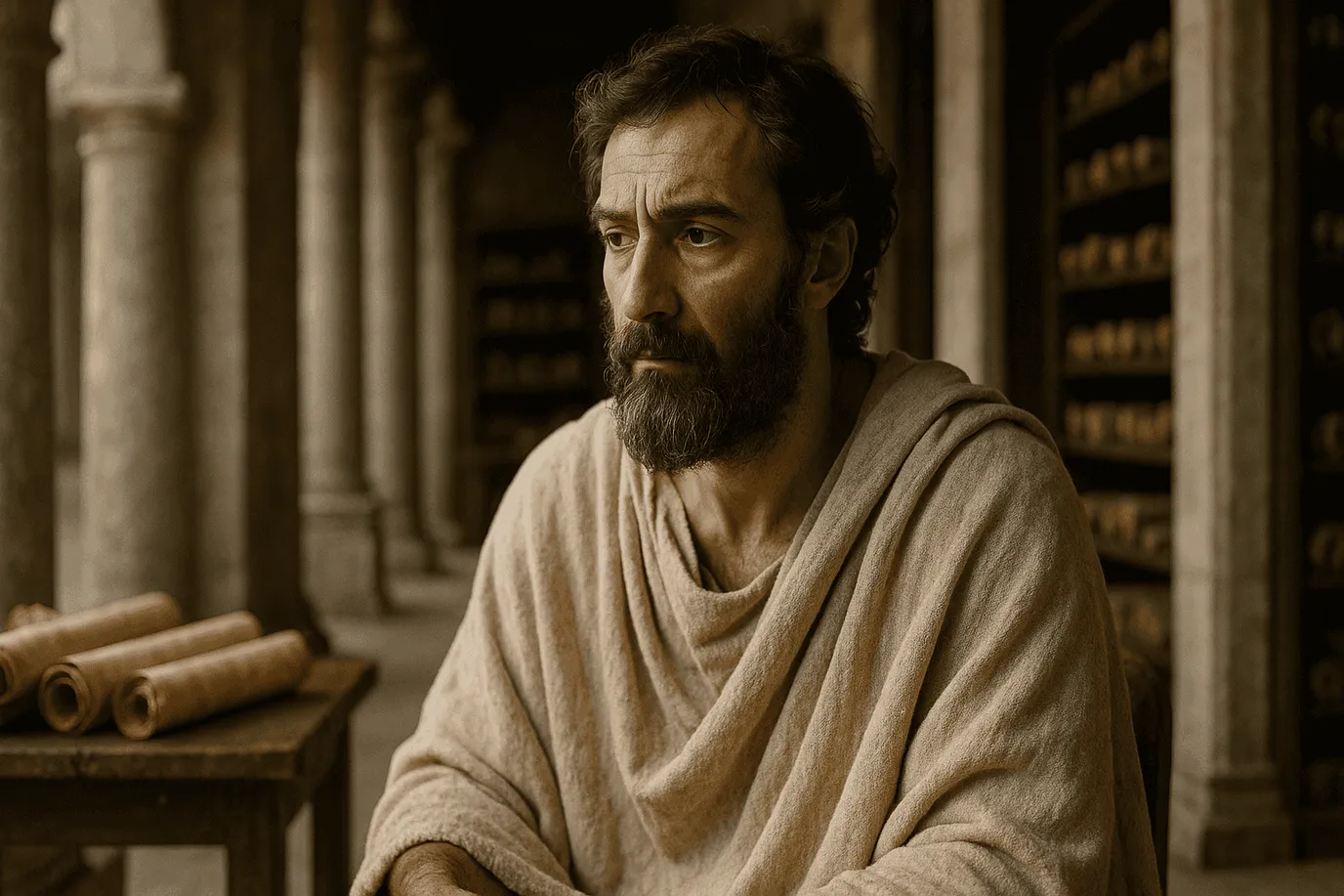 Porphyre de Tyr, basé sur sa biographie philosophique, dans une image conceptuelle imaginaire et non une représentation réelle.