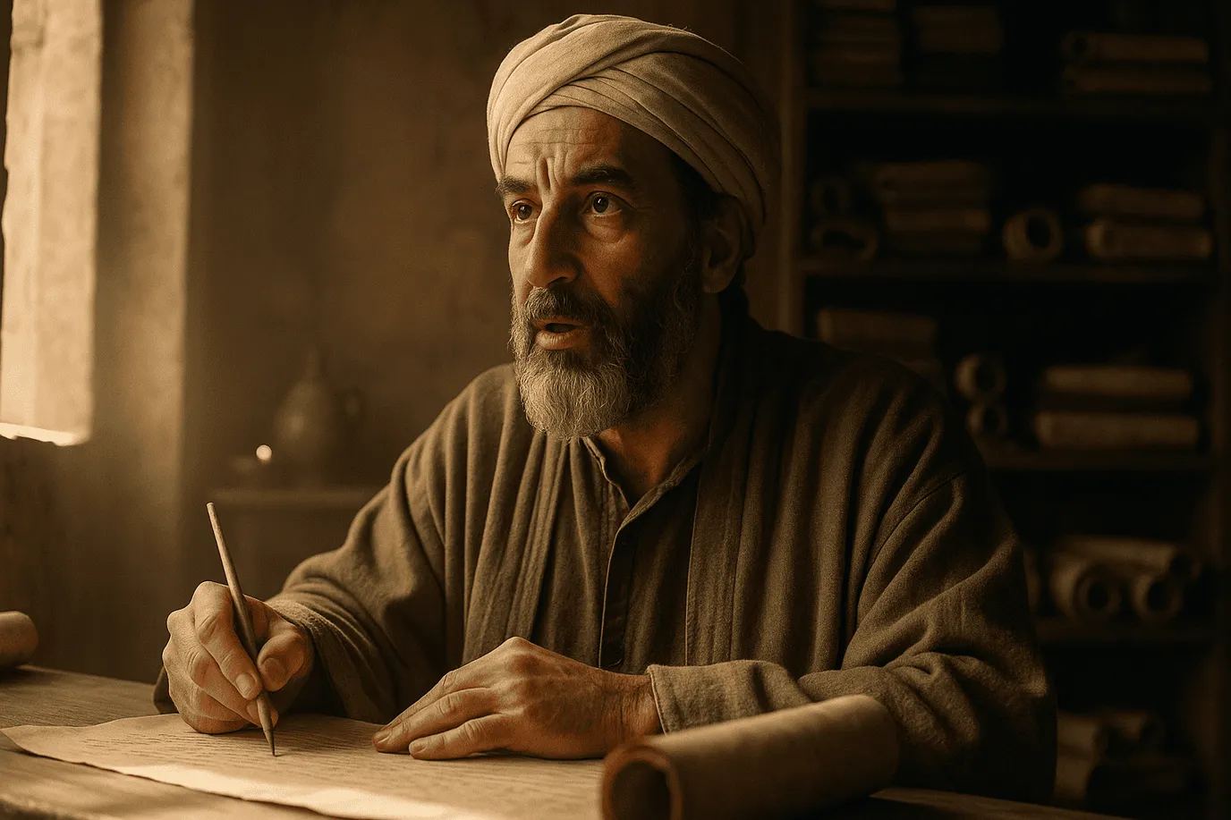 Représentation imaginaire de Saadia Gaon, philosophe juif médiéval ; cette image est fictive et ne représente pas le personnage historique réel.