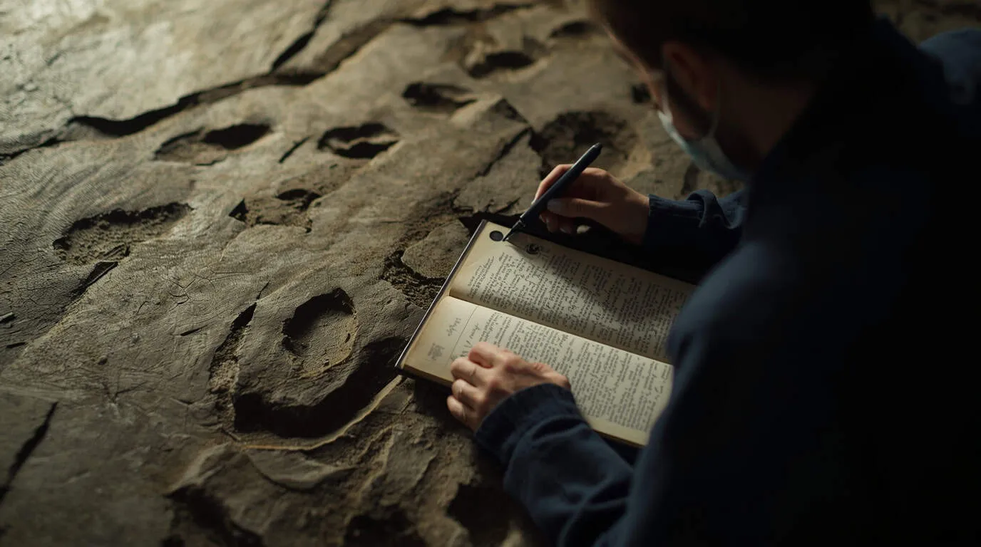 Expert décodant un texte ancien