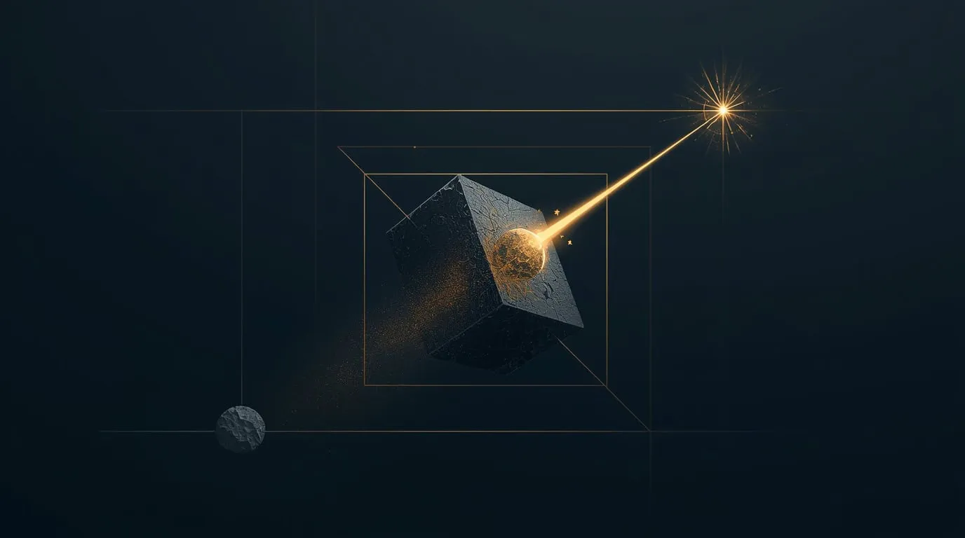aristotélisme représenté par un cube de charbon dont émane la lumière