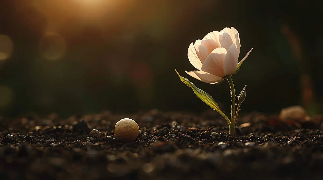 une fleur en train de pousser