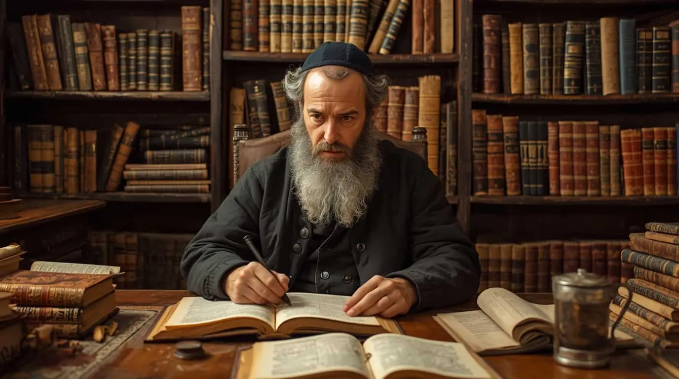 Rabbin étudiant un ancien manuscrit