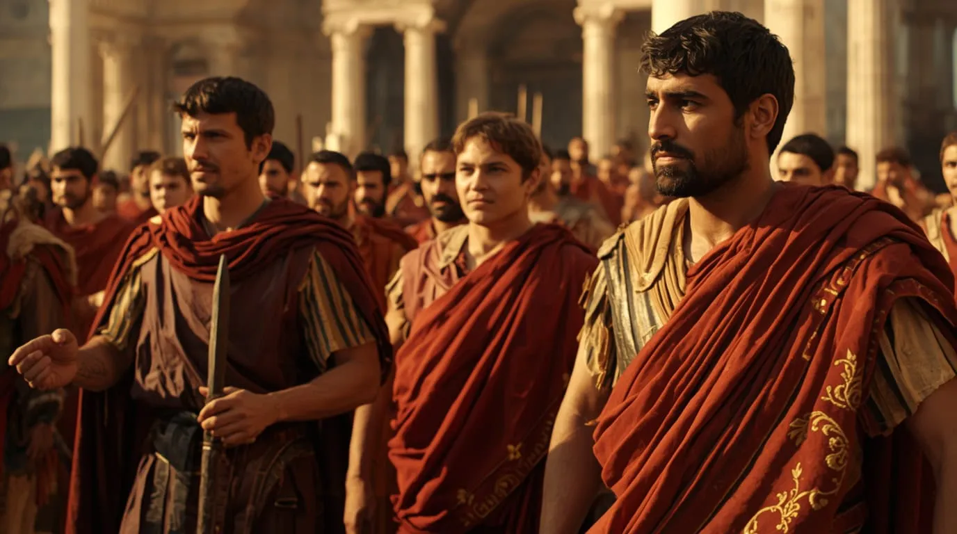 Des hommes dans la Rome antique, bien habillés