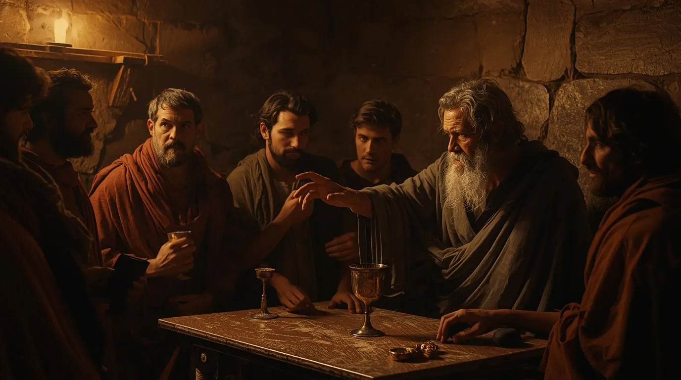 Socrate discutant avec des disciples avant de se donner la mort