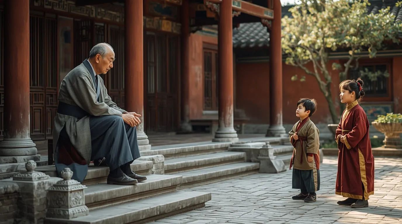 Image de jeunes enfants devant un tuteur âgé